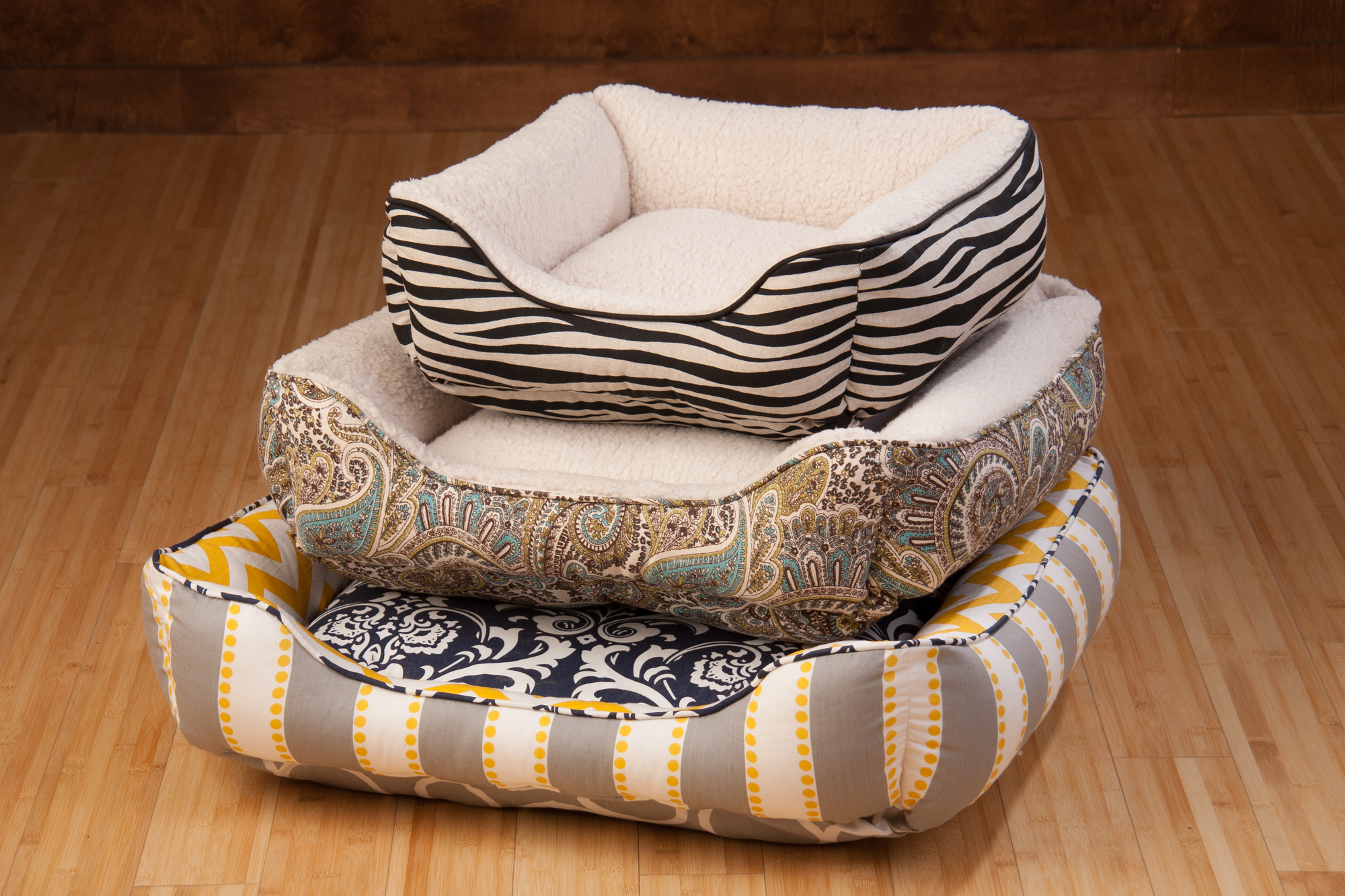 Stacked custom pet beds