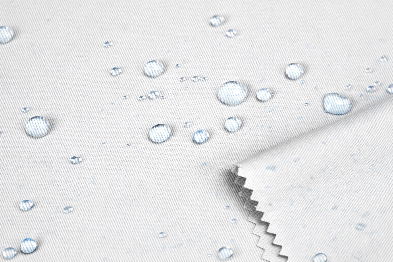Waterproof insert cover fabric repelling water droplets