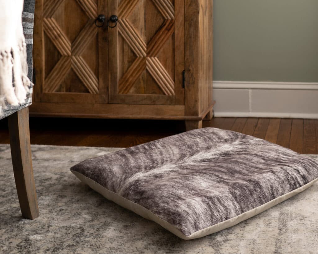 faux cowhide dog bed pillow