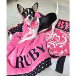 personalized dog blanket pink black