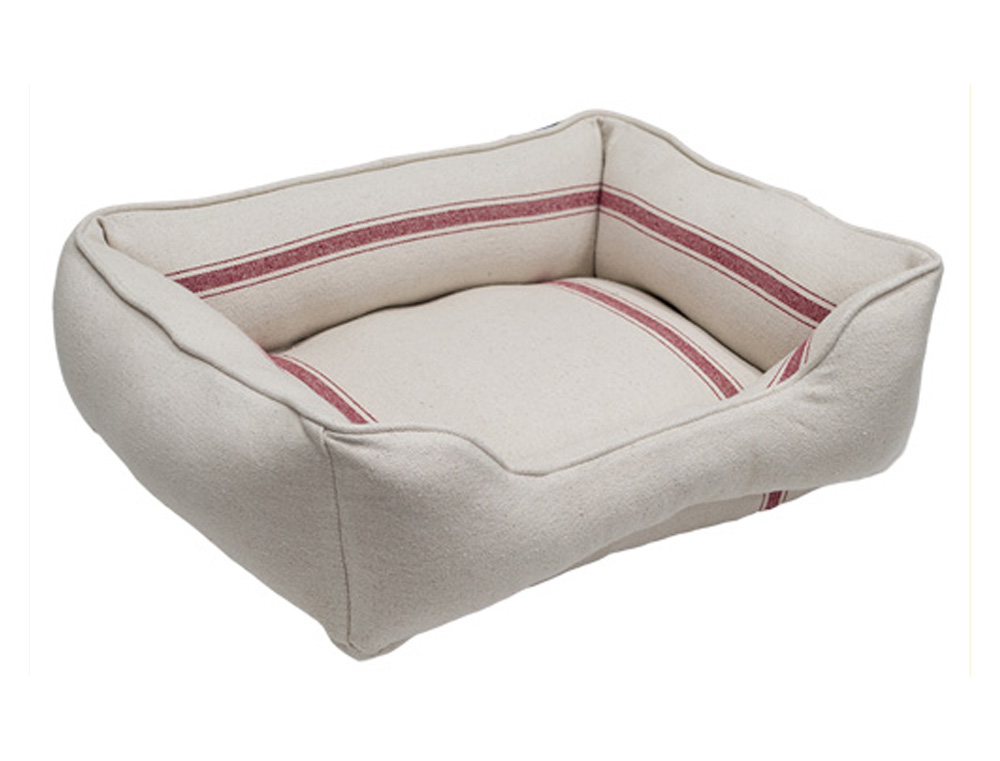 22 x 18 Feedsack Cuddle Bed with Red Stripe