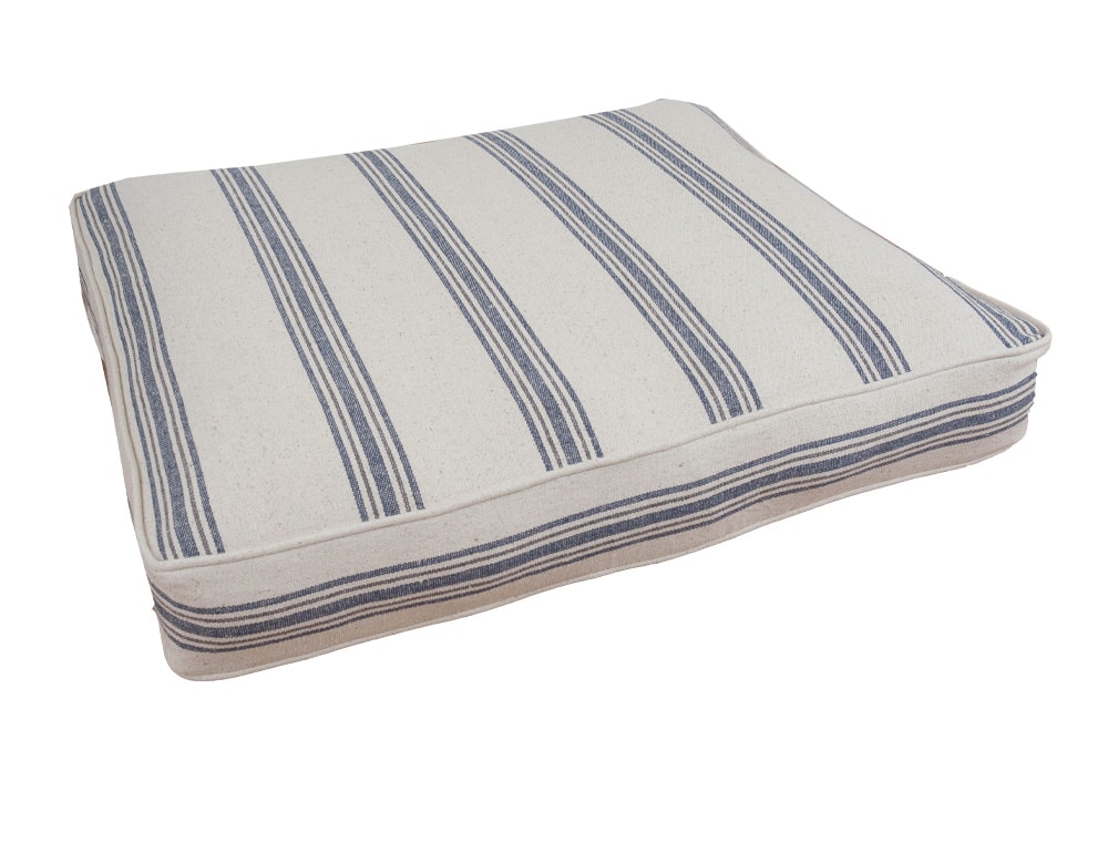 24x30 Feedsack Rectangle Bed with Blue/Gray Stripe