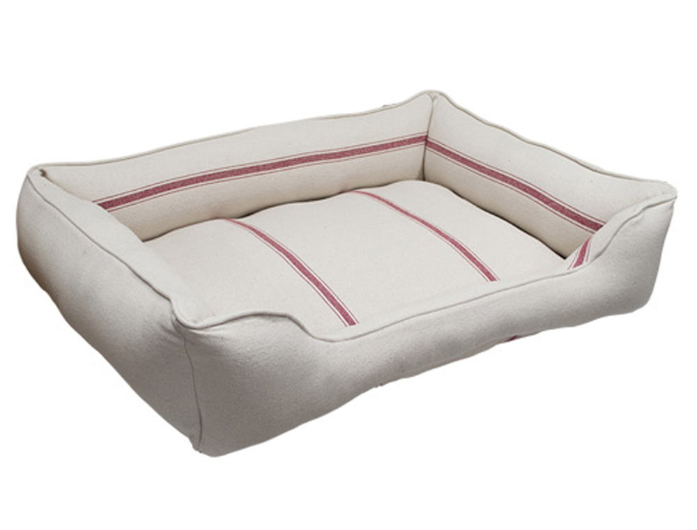 36 x 28 Feedsack Cuddle Bed with Red Stripe