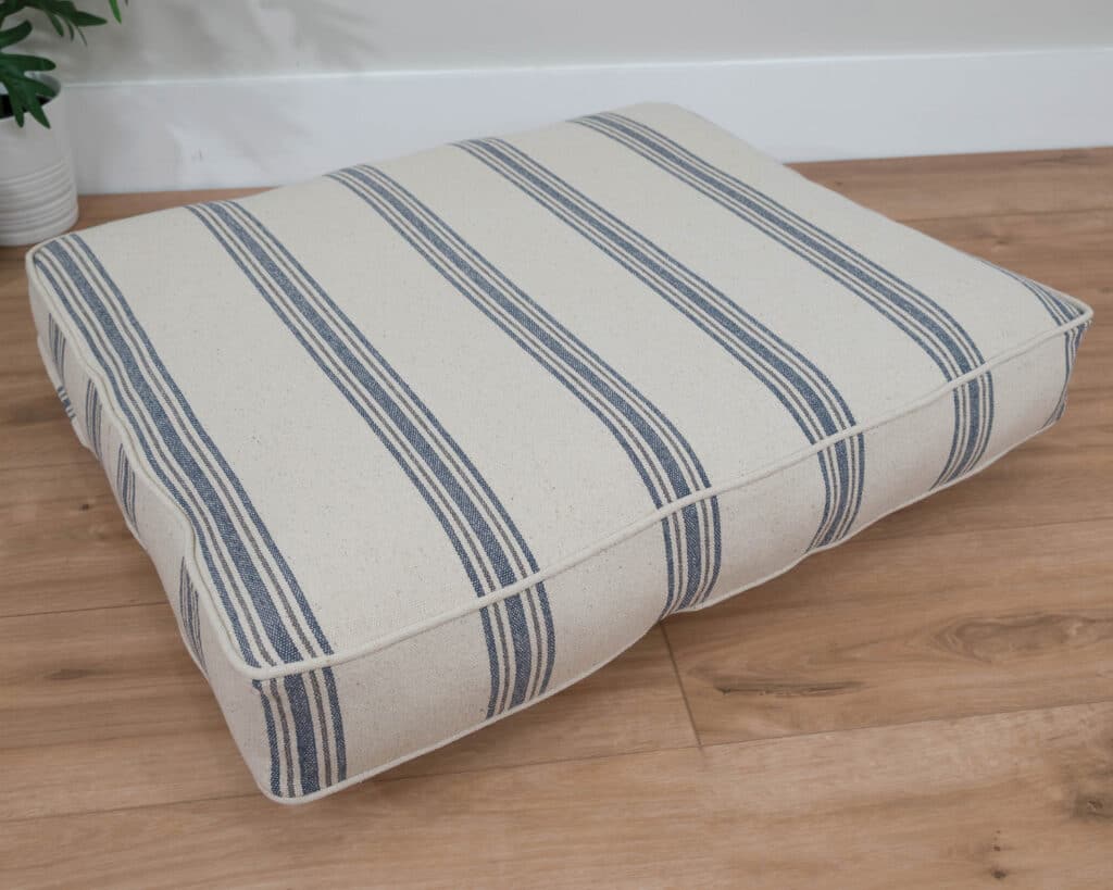 Blue/Grey Stripe Feedsack Dog Bed