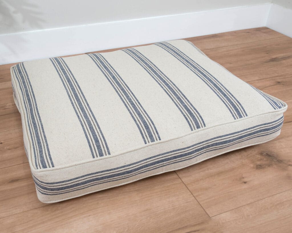 Blue and Grey Stripe Farmhouse Cushion