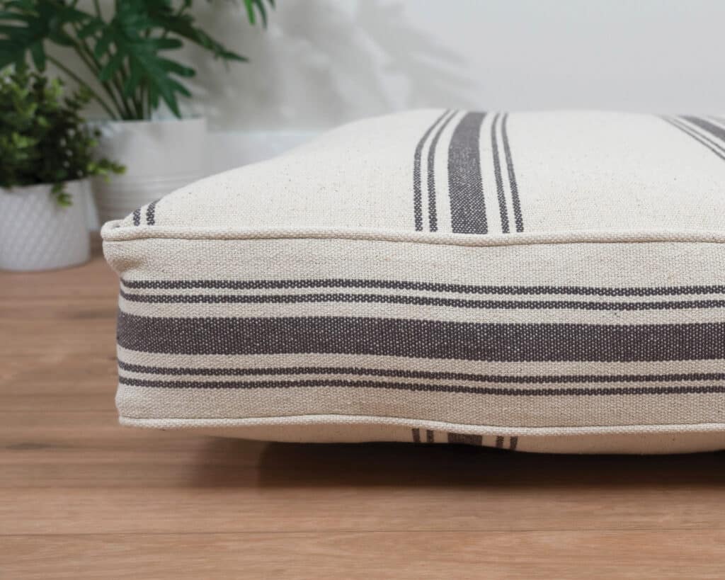 grey stripe dog bed cushion