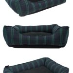 cuddle  x  small dog bed cat bed plaid blue green black stack web min