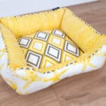 x-small nautical dog bed with yellow starfish