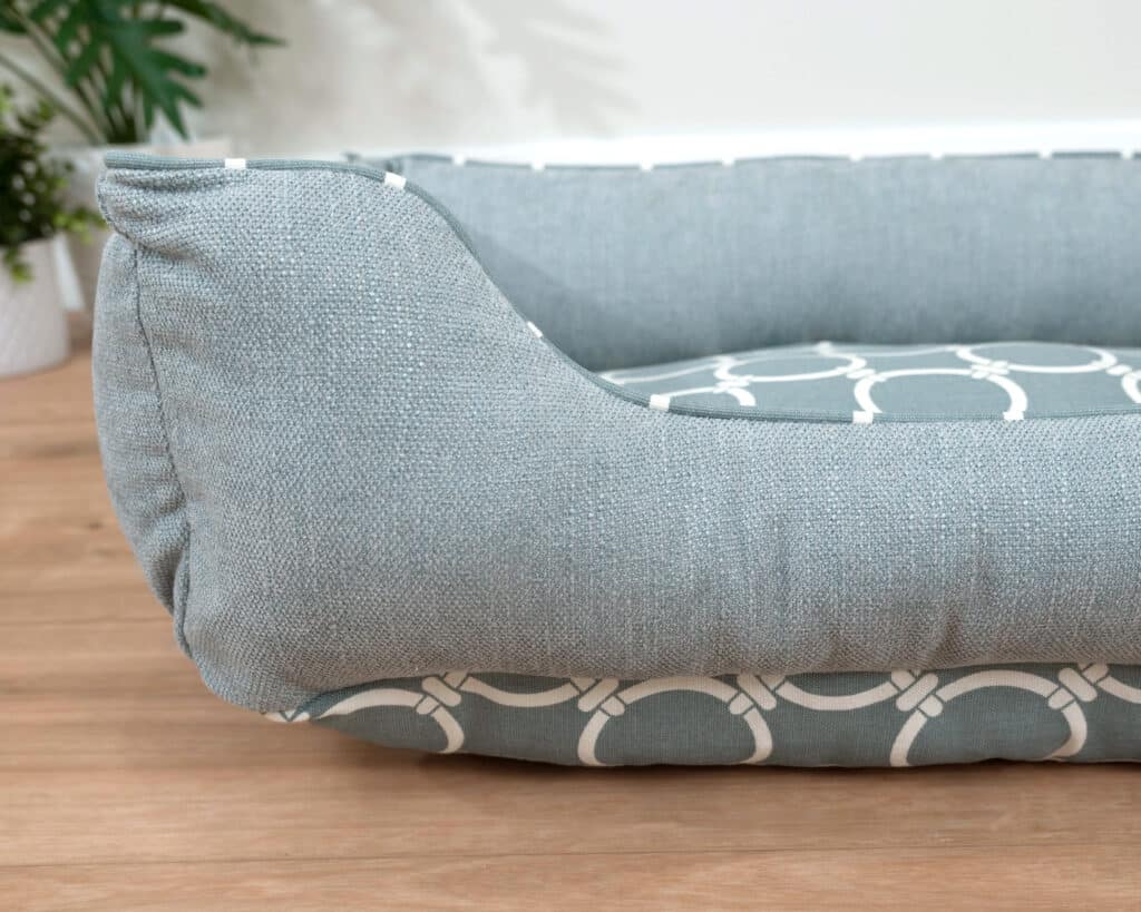 reversible dog bed with chenille up close view