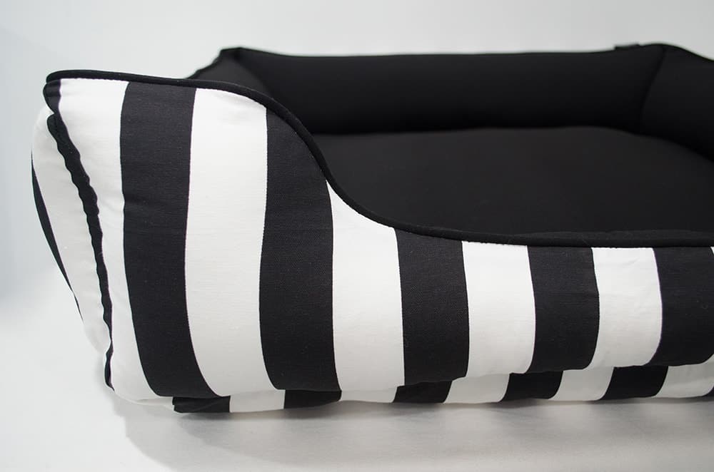 cuddle x large dog bed black white stripe closeup min