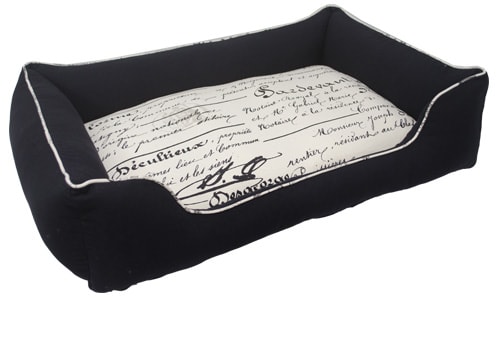 large bumper dog bed black natural french eiffel tower script thumb min