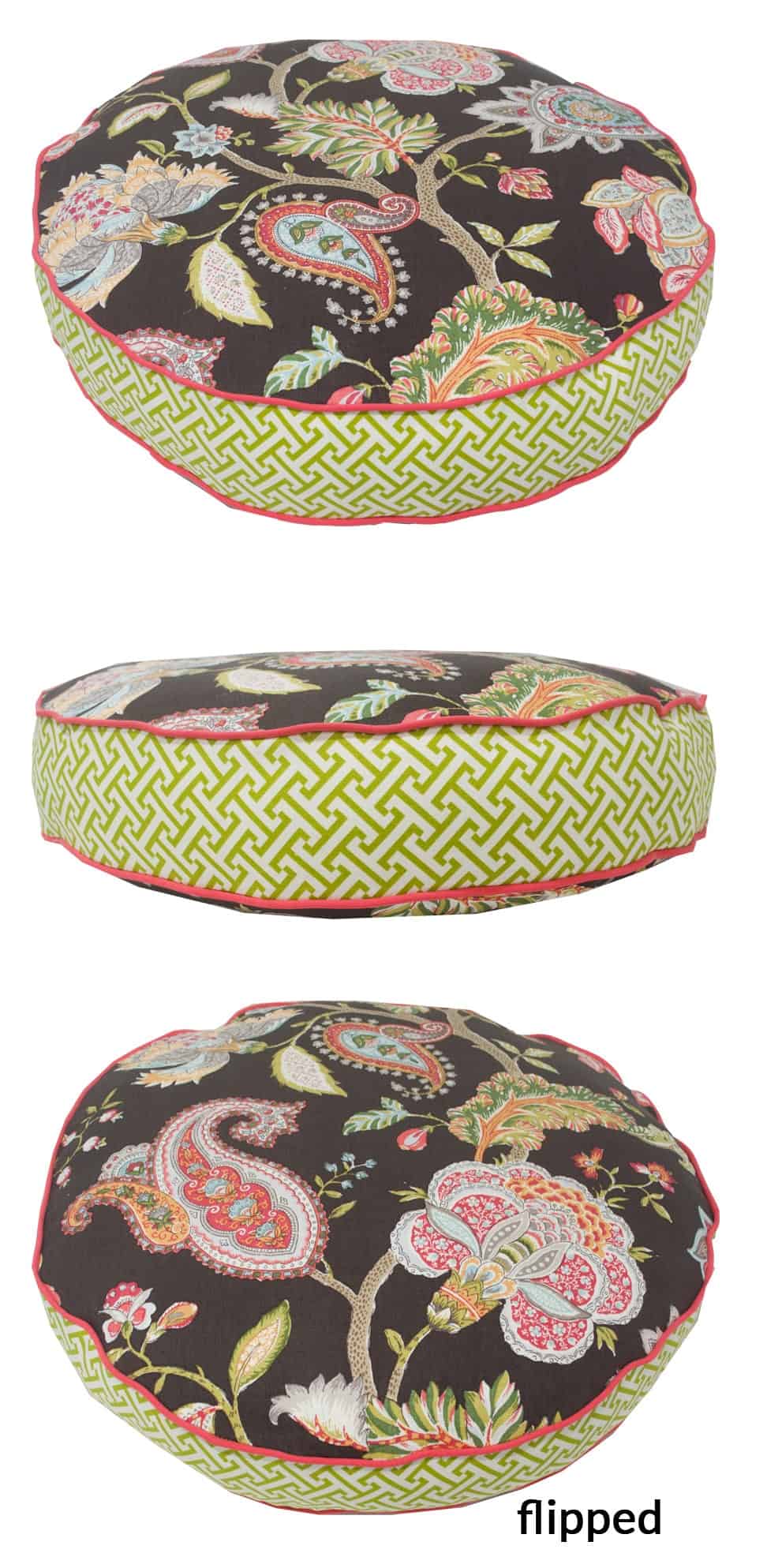 small colorful round dog bed cat bed large floral green coral brown top min