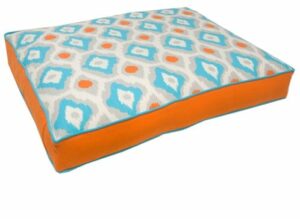 small retro cushion dog bed orange turquoise grey thumb min