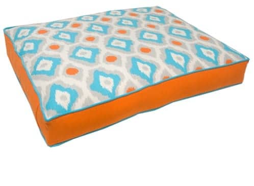 small retro cushion dog bed orange turquoise grey thumb min