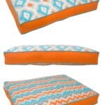 small retro cushion dog bed orange turquoise grey web min
