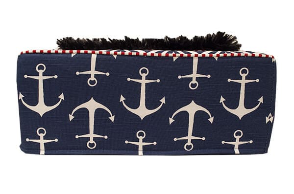 x small luxury pet bed navy anchor front