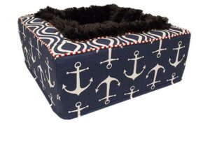 x small luxury pet bed navy anchor product picture