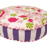 x small round pink green purple pet bed flipped