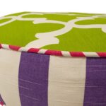 x small round pink green purple pet bed up close