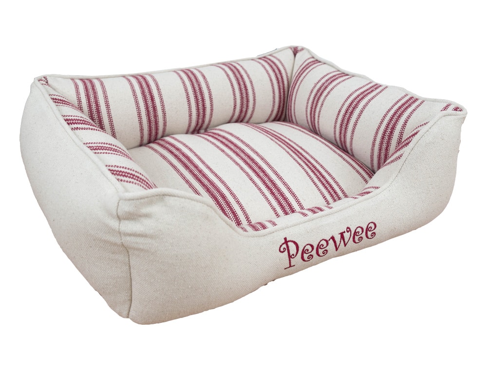 22 x 18 Feedsack Cuddle Bed with Red Multi Stripe