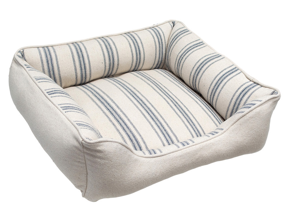 22 x 22 Feedsack Cuddle Bed with Blue Multi Stripe