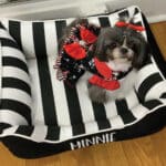 black and white personalized dog bed