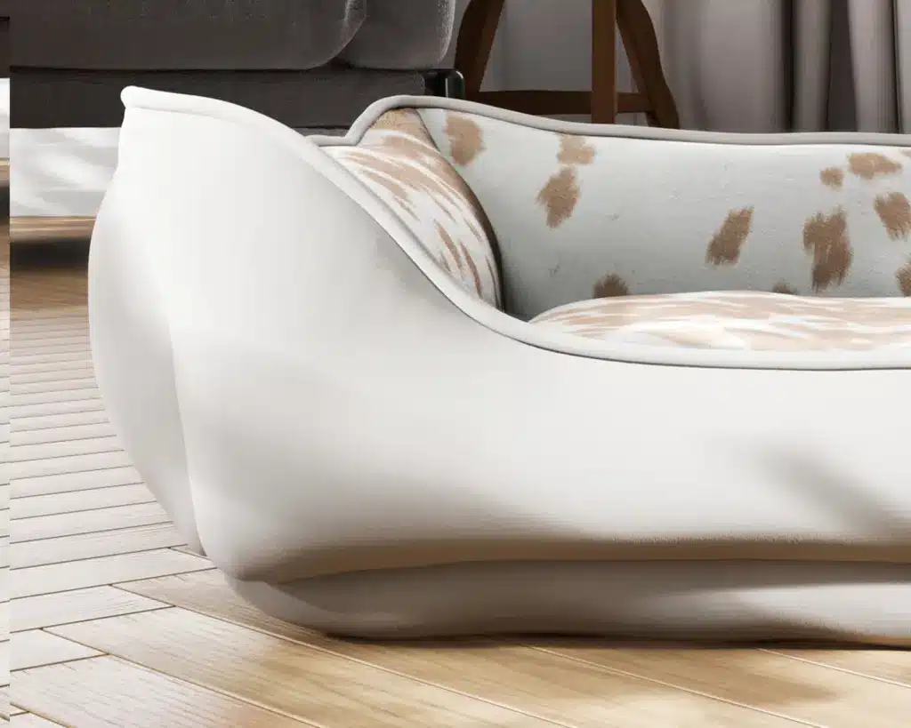 Palomino Natural Faux Cowhide tan pet bed