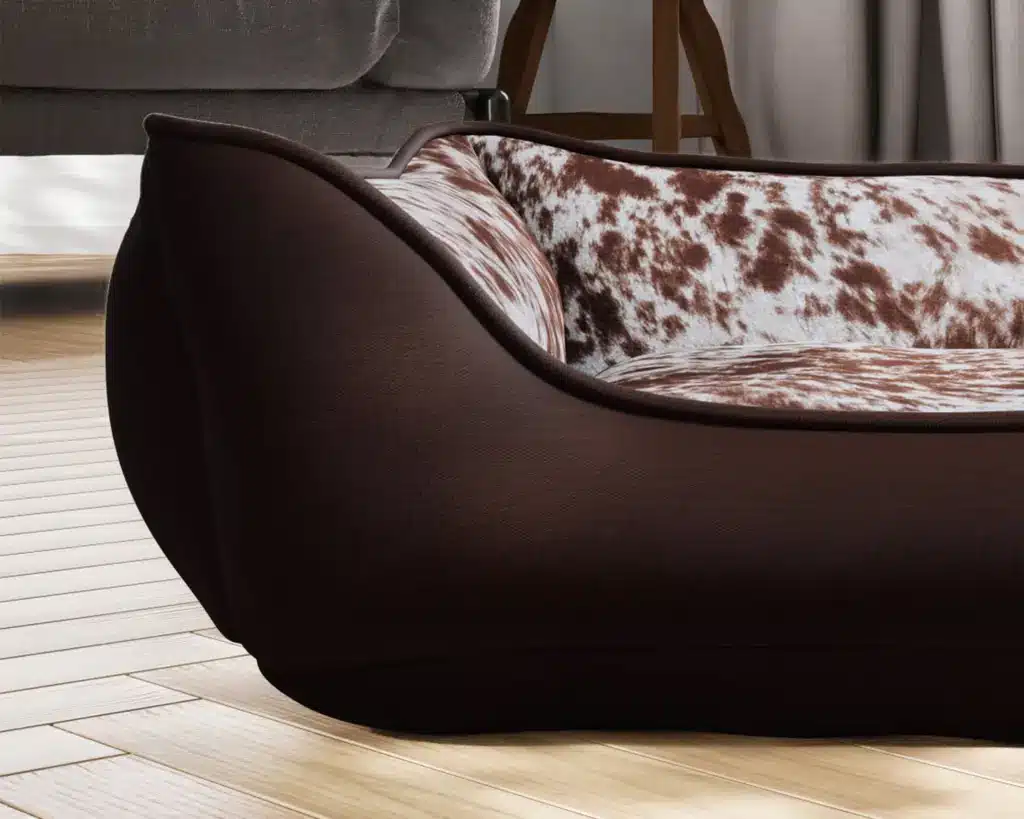 Speckled Brown Faux Cowhide cowboy dog bed