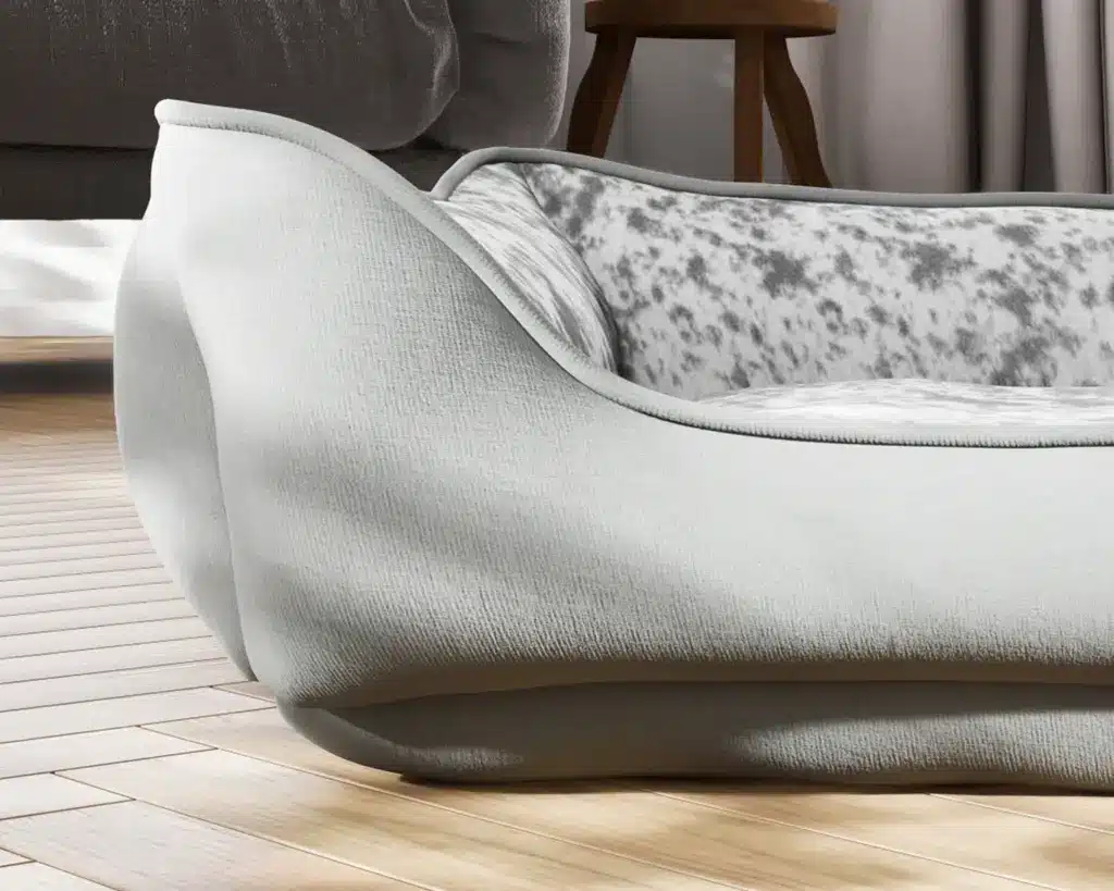 Speckled Grey faux cowhide bolster dog bed