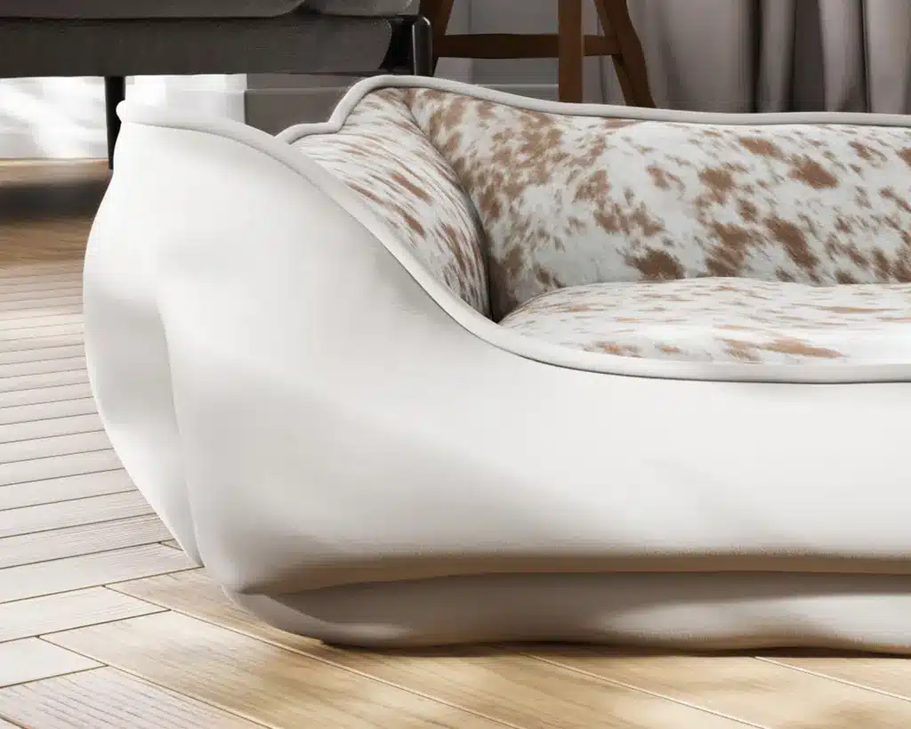 Speckled Palomino Natural Faux Cowhide bolster pet bed
