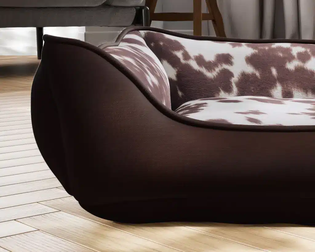 Udder Milk Brown Faux Cowhide western dog bed