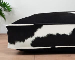 vegan faux cowhide dog bed cushion