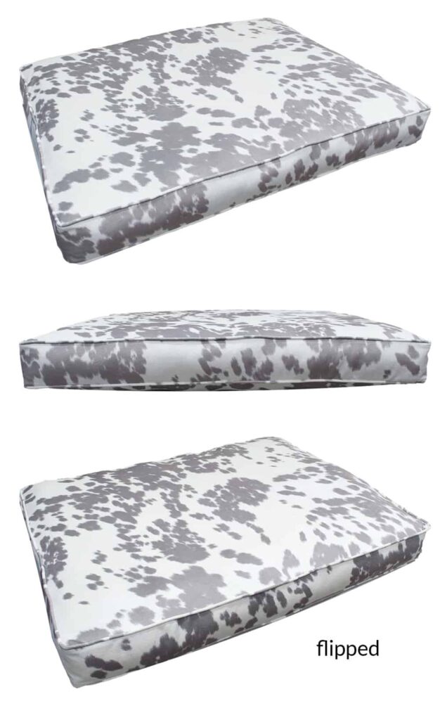 rectangle x faux cowhide grey dog bed gray cow print dog bed