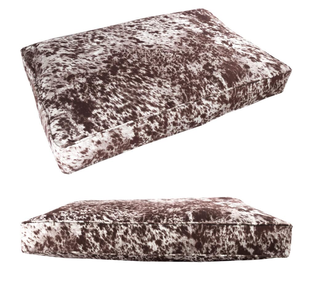 speckled chocolate faux cowhide dog bed cushion medium