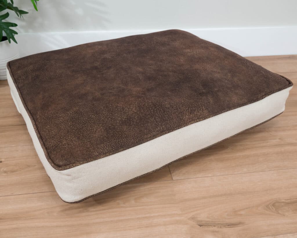 30" x 24" Dog Bed Cushion with Faux Leather and Burlap Grain Sack