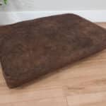 dark brown chestnut faux leather dog bed cushion