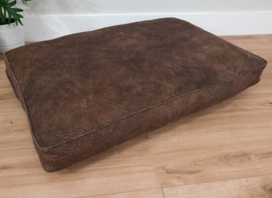 dark brown chestnut faux leather dog bed cushion