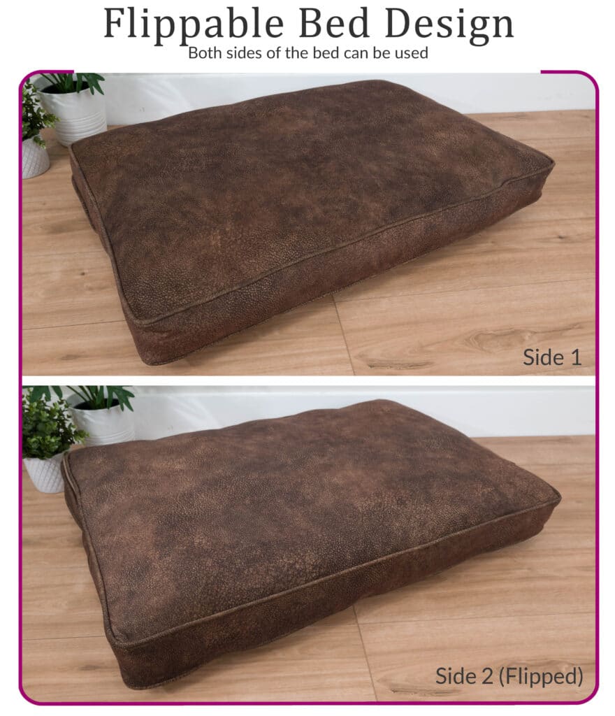 faux leather dog bed cushion flippable