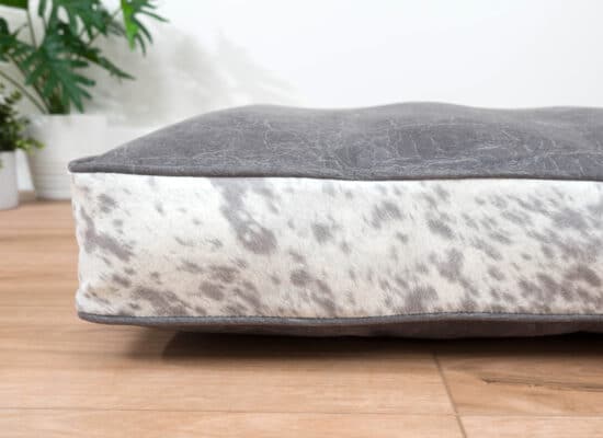 speckled gray dog bed cushion