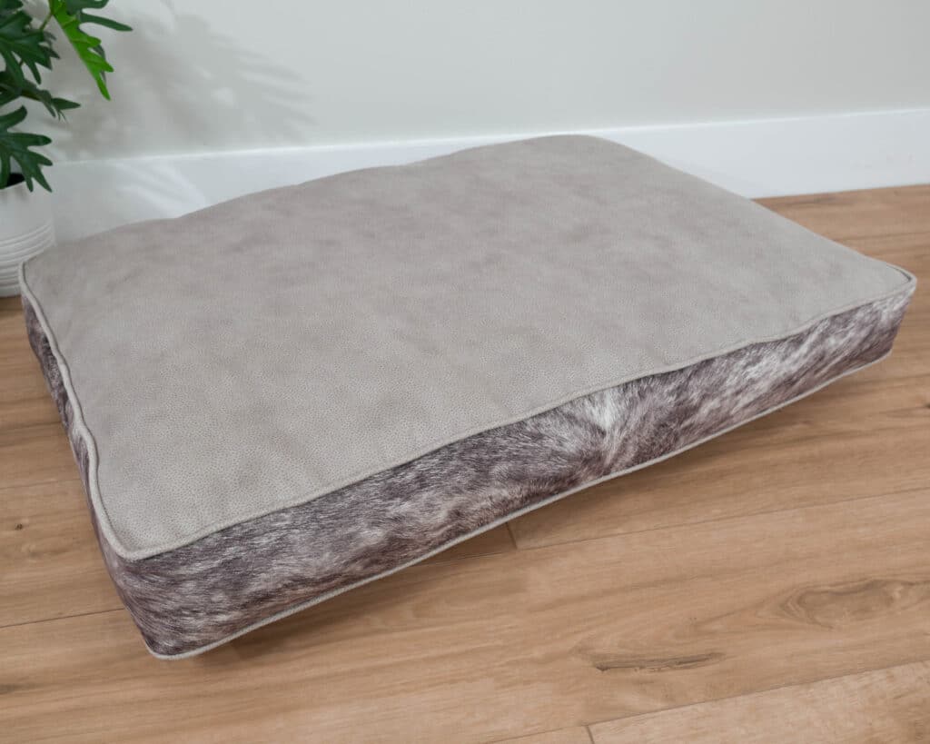 Greige Dog Bed Cushion with soft faux leather