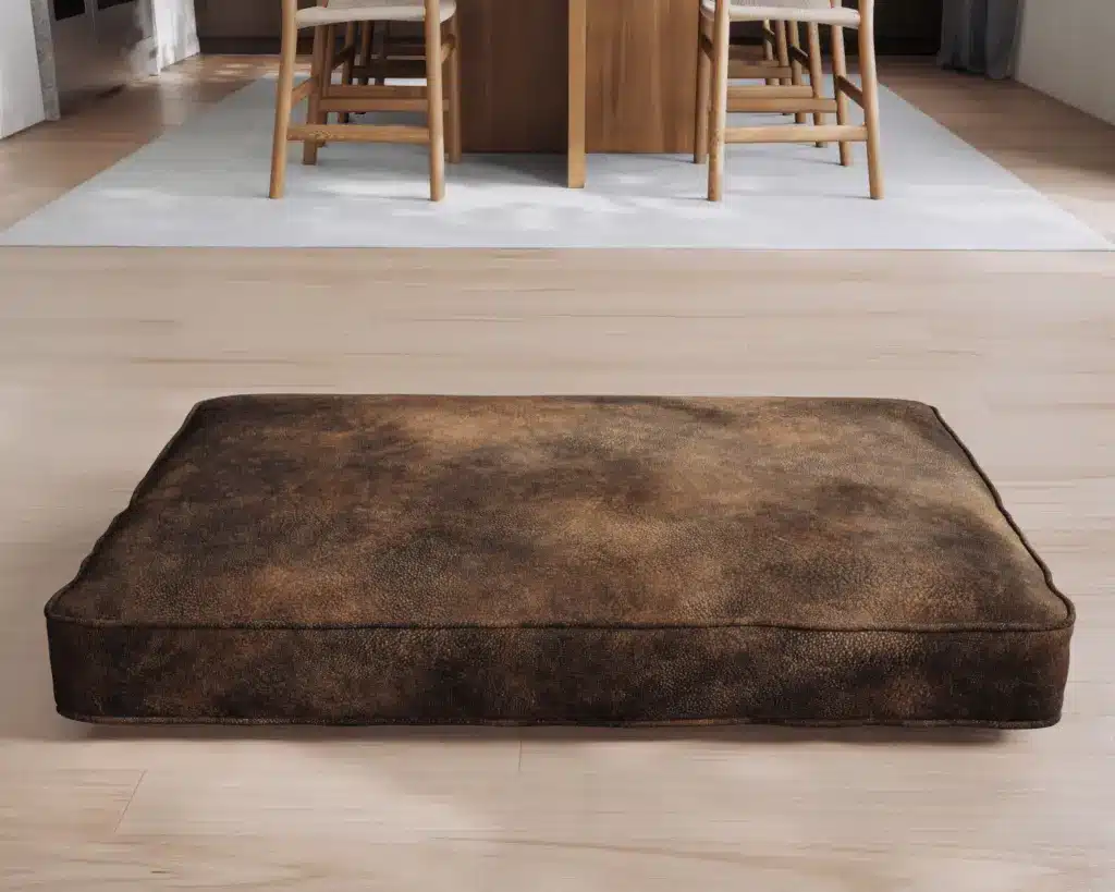 chestnut faux leather dog bed cushion