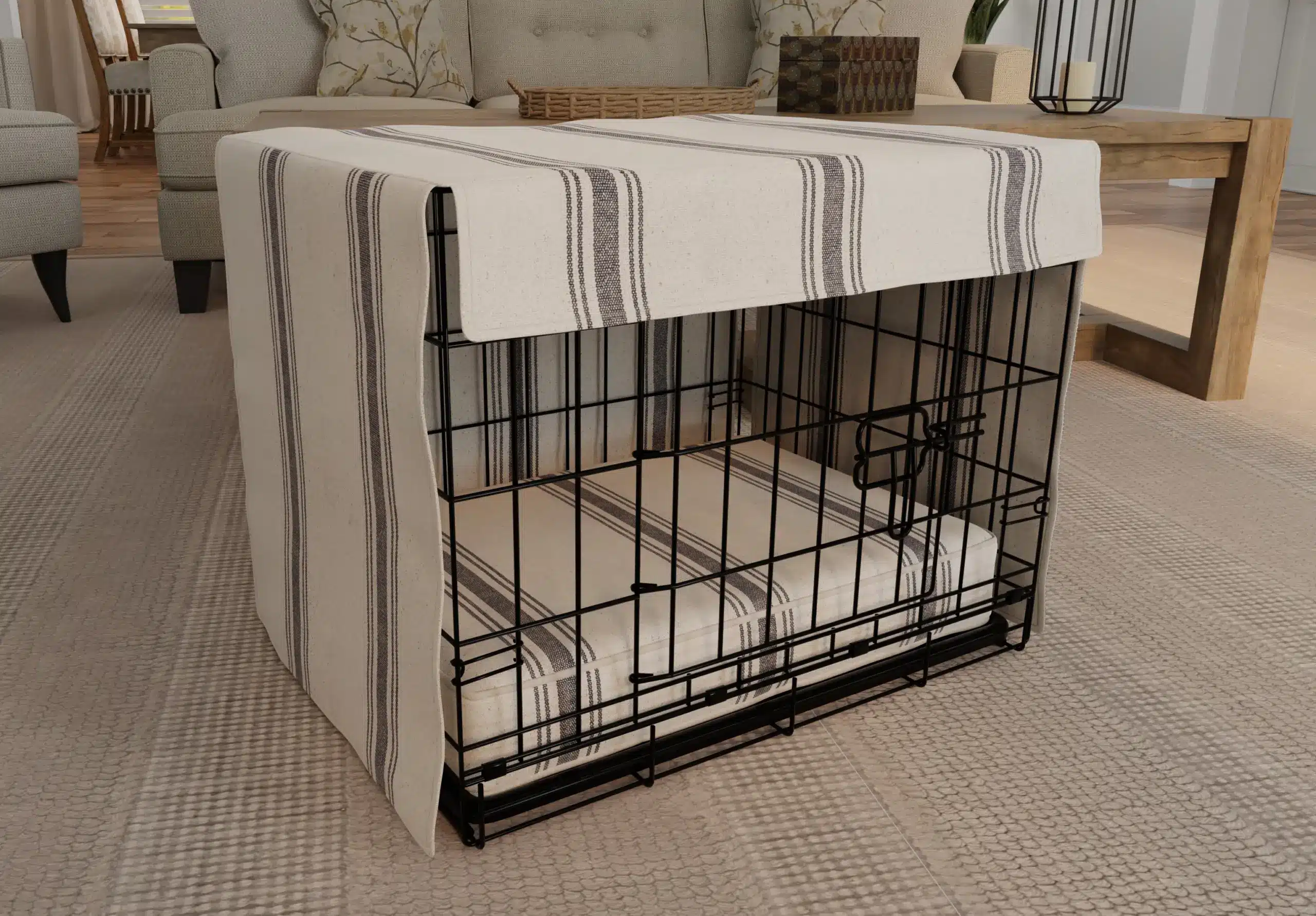 Crate Cover Gray Stripe with Bed